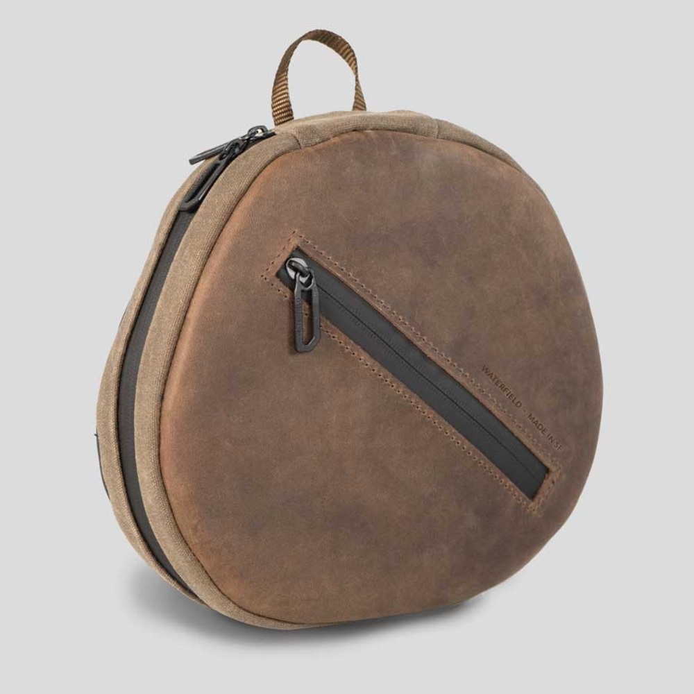 Waterfield AirPods Max Shield Case - Chocolate Leather with Waxed Canvas